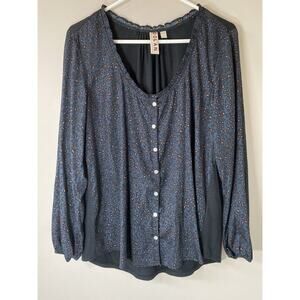 Anthropologie Dolan Left Coast Top Women MEDIUM Leopard Long Sleeve Button Front